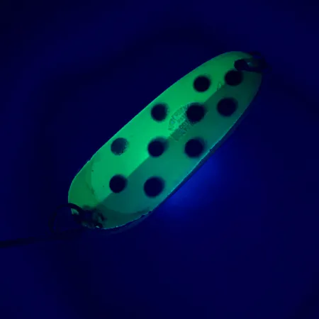 Vintage Andy Reekers UV, 1/4oz Yellow / Green / Nickel fishing spoon #4691