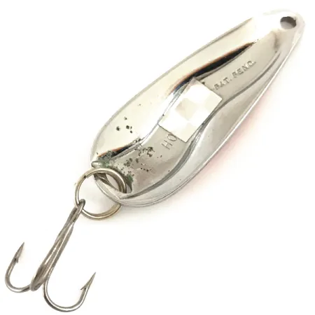 Vintage Luhr Jensen Hot Shot W, 1/3oz Nickel / Red / White fishing spoon #4703