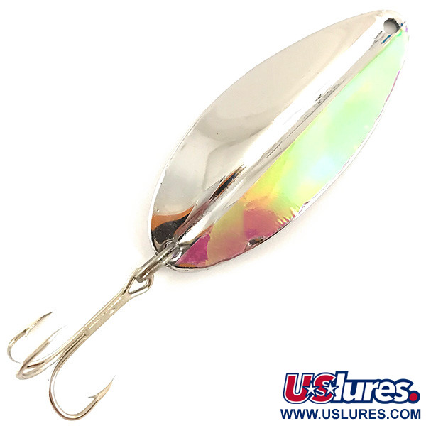 Vintage   Main liner , 2/5oz Nickel / Purple and Green Pearl fishing spoon #4704