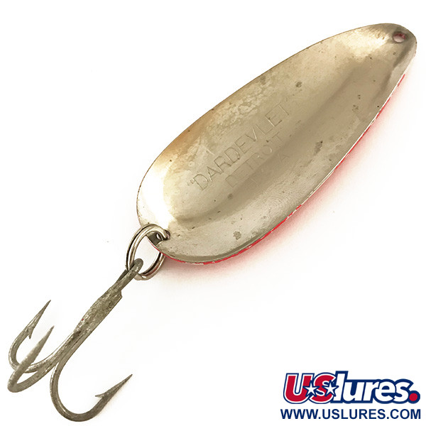 Vintage  Eppinger Dardevle Dardevlet UV, 3/4oz Fluorescent Pink / Black / Nickel fishing spoon #4709