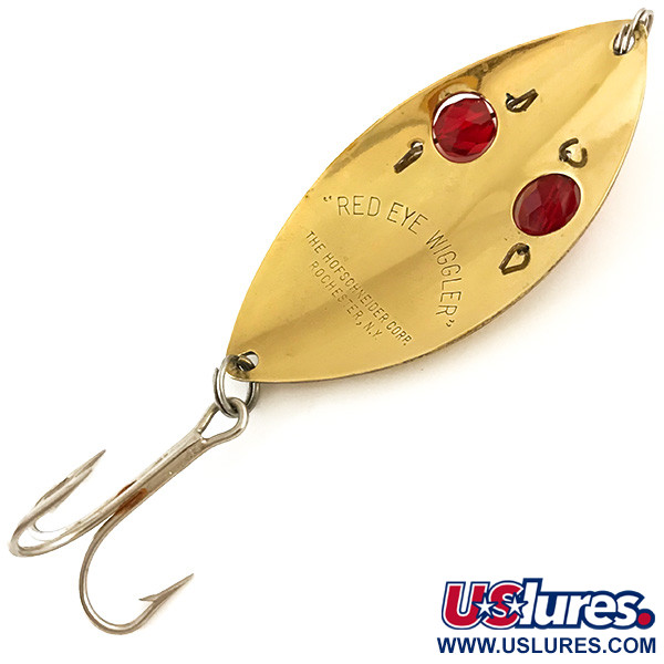 Vintage Hofschneider Red Eye Wiggler , 1oz Gold fishing spoon #4719