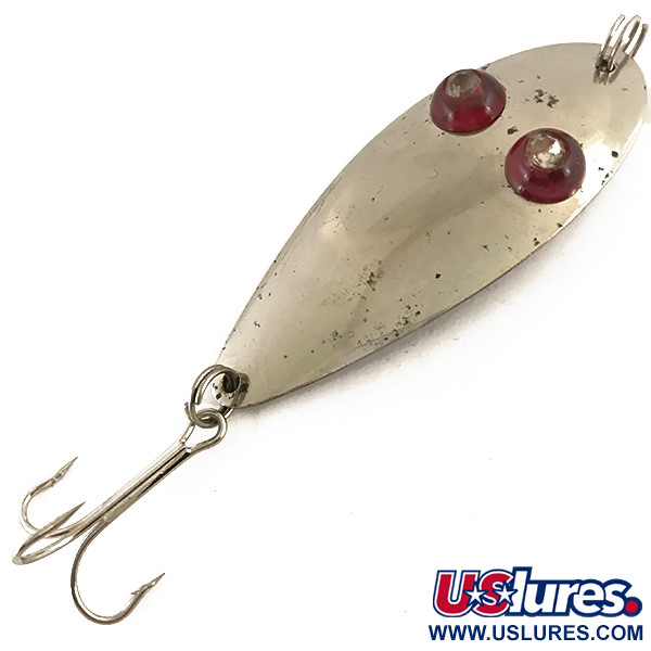 Vintage Paul Bunyan Flash eye spoon, 3/5oz Nickel / Red Eyes fishing spoon  #4732