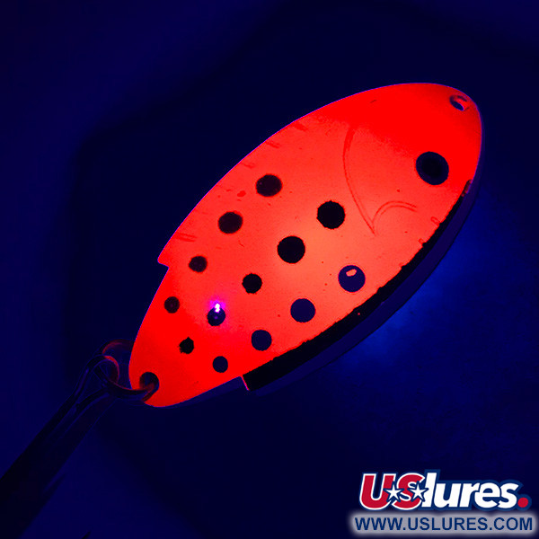 Vintage   Thomas Buoyant UV, 1/2oz Red Trout UV Glow in UV light, Fluorescent fishing spoon #4733