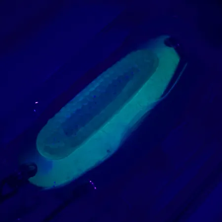 Blue Fox Rattlin Pixee UV, 1/2oz Rainbow Herring / Green / UV Glow in UV light, Fluorescent fishing spoon #4737