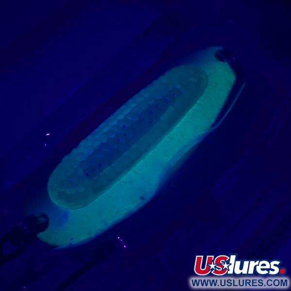   Blue Fox Rattlin Pixee UV, 1/2oz Rainbow Herring / Green / UV Glow in UV light, Fluorescent fishing spoon #4737