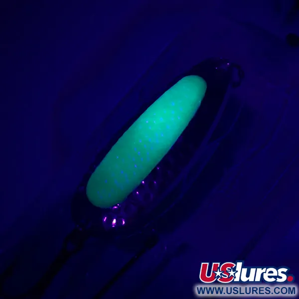 Blue Fox Pixee UV​, 1/2oz Hammered Nickel / Yellow / UV​ Glow in UV light, Fluorescent fishing spoon #4738