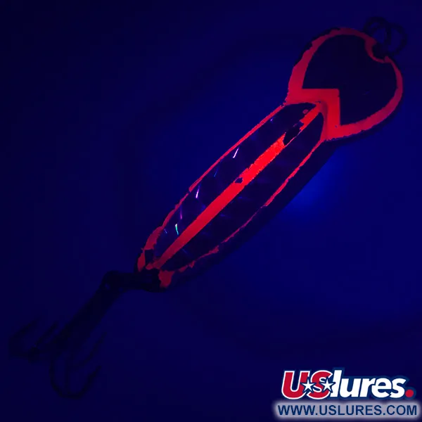 Vintage Glen Evans Loco 4 UV, 3/4oz Brass / Red UV Glow in UV light, Fluorescent fishing spoon #4745