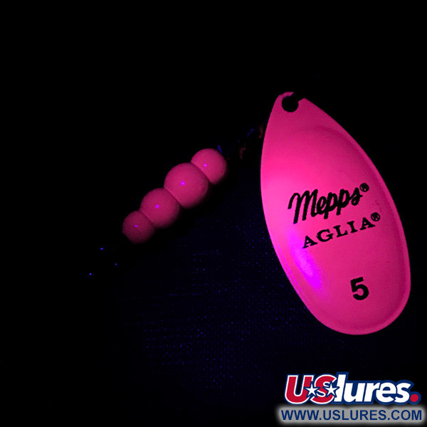   Mepps Aglia 5 Hot Pink UV, 1/2oz Pink / Brass spinning lure #4752