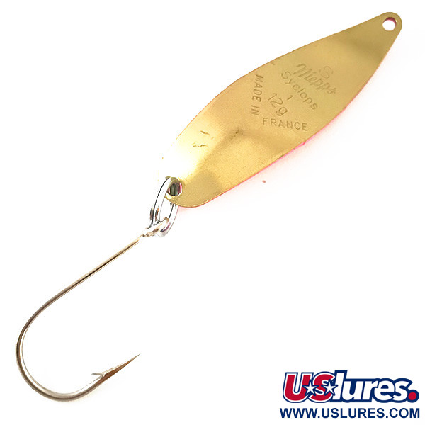   Mepps Syclops 1 UV, 2/5oz Pink / Brass fishing spoon #4757