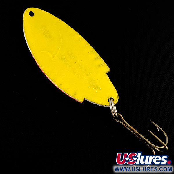 Vintage   Thomas Buoyant, 1/2oz White Trout / Yellow fishing spoon #4759