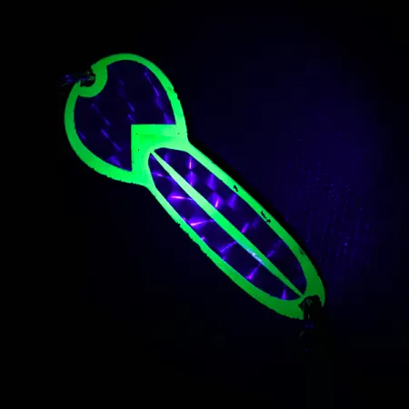 Vintage Loco 3 Glen Evans UV, 3/5oz Nickel / Yellow / UV Glow in UV light, Fluorescent  fishing spoon #4761