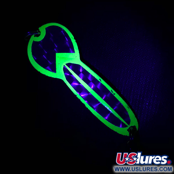 Vintage   Loco 3 Glen Evans UV, 3/5oz Nickel / Yellow / UV Glow in UV light, Fluorescent  fishing spoon #4761