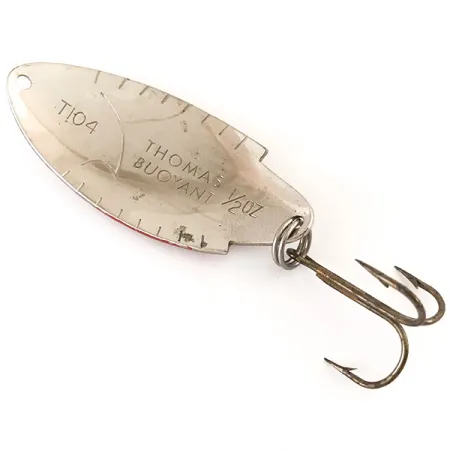 Vintage Thomas Buoyant, 1/2oz Nickel / Red / Yellow / Black fishing spoon #4769