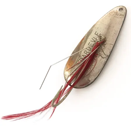 Vintage Eppinger Weedless Dardevle Imp, 2/5oz Black / White / Nickel/Red fishing spoon #4772