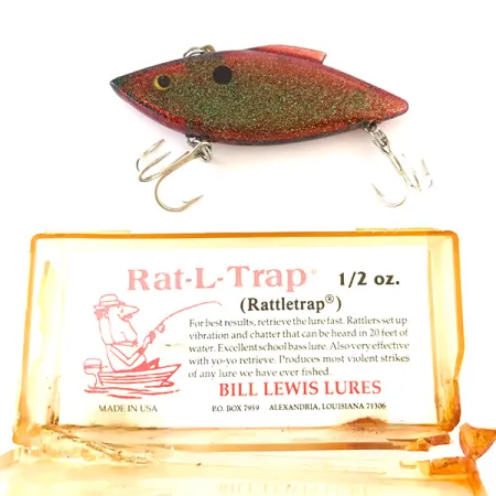 Bill Lewis Rat-L-Trap, 1/2oz Red with Green Glitter fishing lure #4793