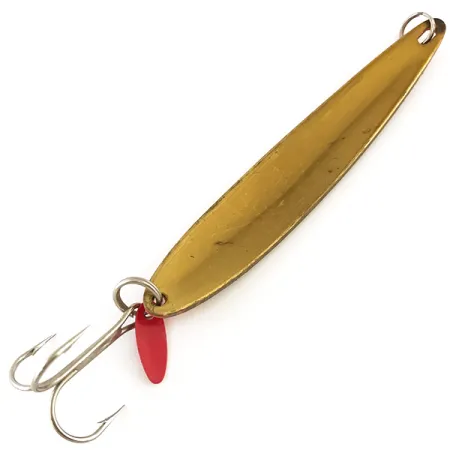 Vintage Bay de Noc Bay De Noc Laker Taker UV, 3/4oz Gold / Fluorescent Orange UV Glow in UV light, Fluorescent fishing spoon #4810