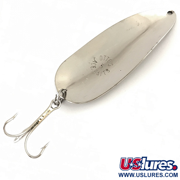 Vintage   Otto’s Ace Baits #5, 3/5oz Hammered Nickel fishing spoon #4817