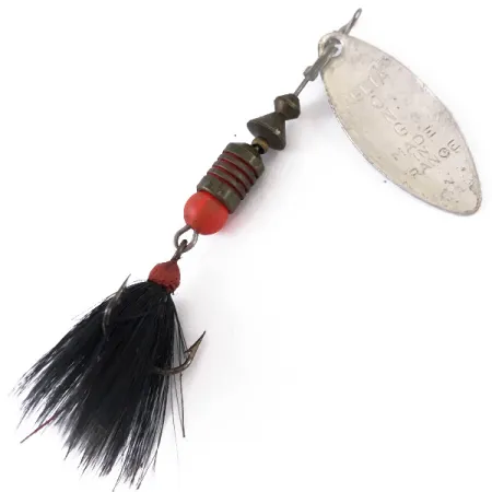 Vintage Mepps Aglia Long 1 Dressed, 3/16oz Silver spinning lure #4834