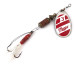 Vintage   Mepps Aglia 3 Dressed, 1/4oz Red / White / Silver spinning lure #4836