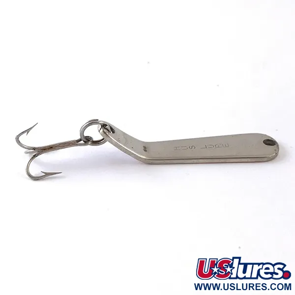Vintage  Luhr Jensen Hus-lure UV, 1/8oz Nickel / Orange UV Glow in UV light, Fluorescent fishing spoon #4839