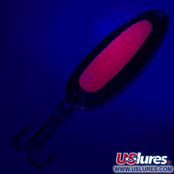 Vintage   Blue Fox Pixee UV, 1/4oz Hammered Nickel / Pink fishing spoon #4841