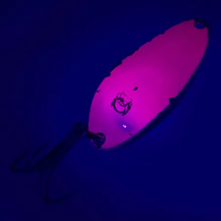 Vintage Eppinger Dardevle Devle Dog 5300 UV, 1/3oz Pink / Nickel UV Glow in UV light, Fluorescent fishing spoon #4845