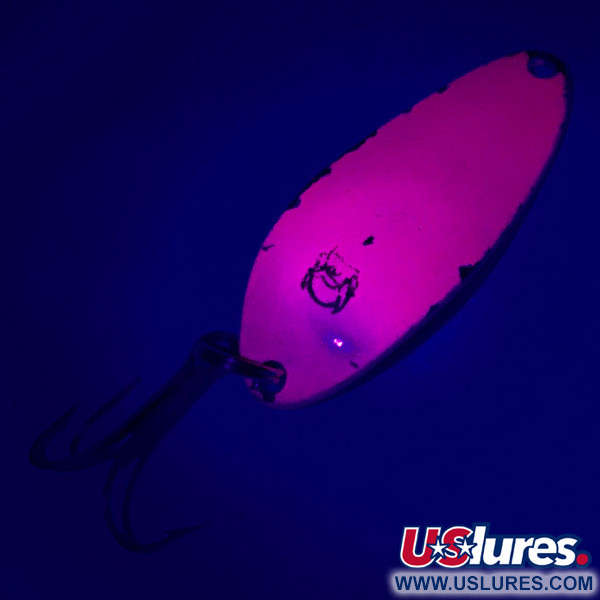 Vintage  Eppinger Dardevle Devle Dog 5300 UV, 1/3oz Pink / Nickel UV Glow in UV light, Fluorescent fishing spoon #4845