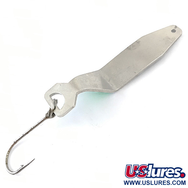 Vintage  Shasta Tackle Humdinger, 2/5oz Nickel / Green Glitter fishing spoon #4871