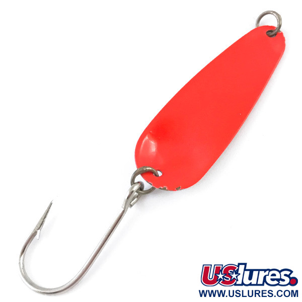 Vintage  Dick Nite Spoons Dick Nite #2, 1/16oz White Pearl / Red UV Glow in UV light, Fluorescent fishing spoon #4874