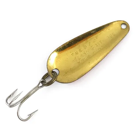 Vintage Nebco FlashBait 366, 1/16oz Red / White / Brass fishing spoon #4876