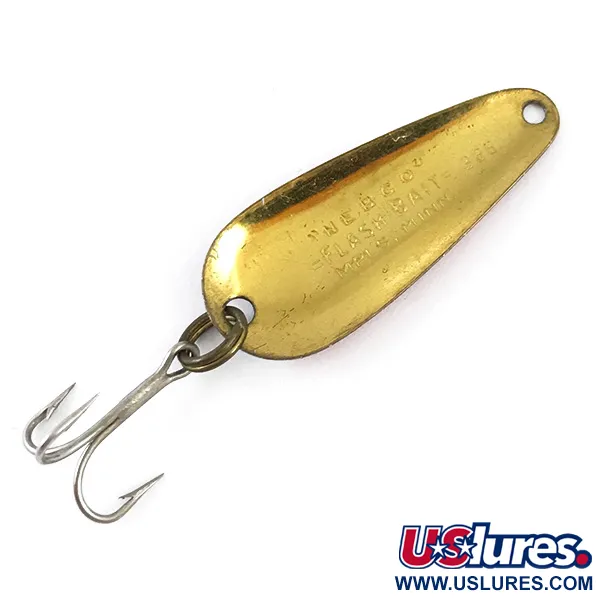 Vintage   Nebco FlashBait 366, 1/16oz Red / White / Brass fishing spoon #4876
