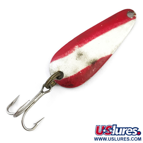 Vintage   Nebco FlashBait 366, 1/16oz Red / White / Brass fishing spoon #4876