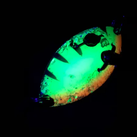 Vintage Eppinger Red Eye Spinning UV, 1/3oz Fire Tiger / Brass fishing spoon #4883