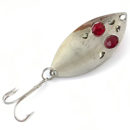 Vintage Eppinger Red Eye junior, 1/2oz Nickel / Green / Red Eyes fishing spoon #4884