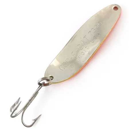 Vintage Eppinger Dardevle Cop-E-Cat 7300 UV, 1/3oz Yellow / Orange / Nickel fishing spoon #4887