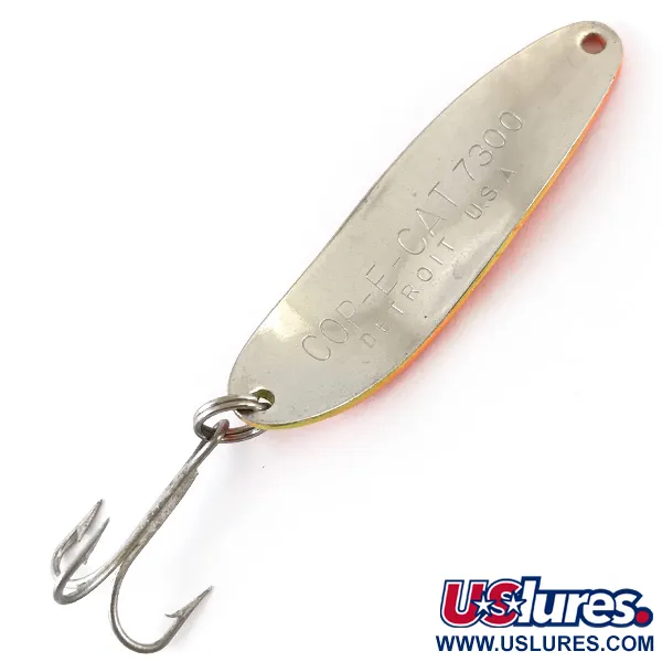 Vintage  Eppinger Dardevle Cop-E-Cat 7300 UV, 1/3oz Yellow / Orange / Nickel fishing spoon #4887