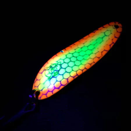 Vintage Eppinger Dardevle Cop-E-Cat 7300 UV, 1/3oz Yellow / Orange / Nickel fishing spoon #4887