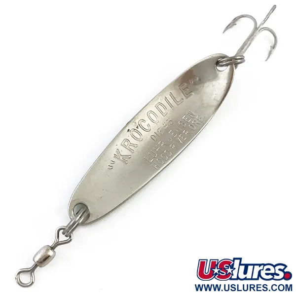 Vintage  Luhr Jensen Krocodile Die #3, 1/3oz Yellow / Green / Nickel fishing spoon #4905