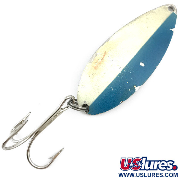 Vintage   Acme Little Cleo Glow, 3/4oz White / Blue / Nickel Glow in Dark fishing spoon #4909