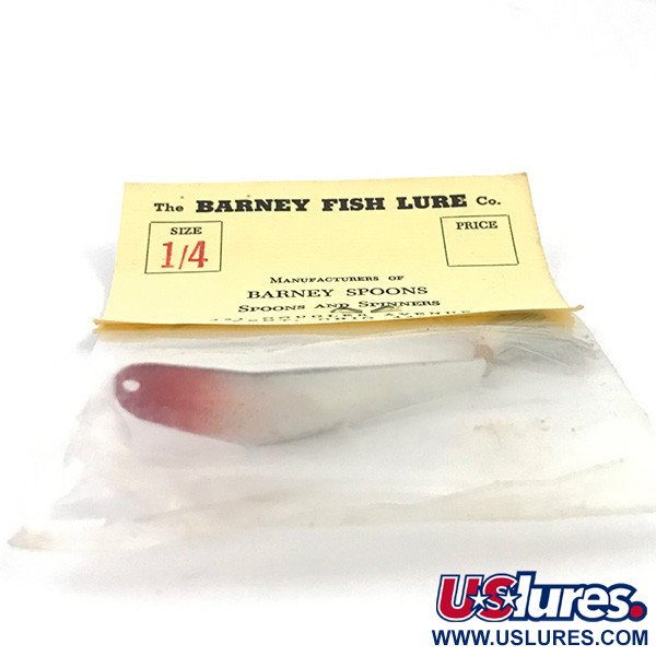  Barney Fish Lure  Weedless Barney Spoon, 1/4oz Red / White fishing spoon #4924