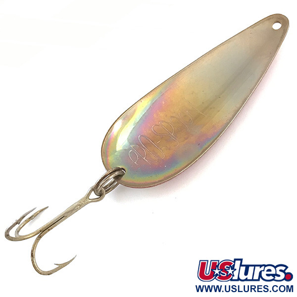 Vintage  American Sportsman Pro Spoon, 3/8oz Red / Ivory / Rainbow Nickel fishing spoon #4928
