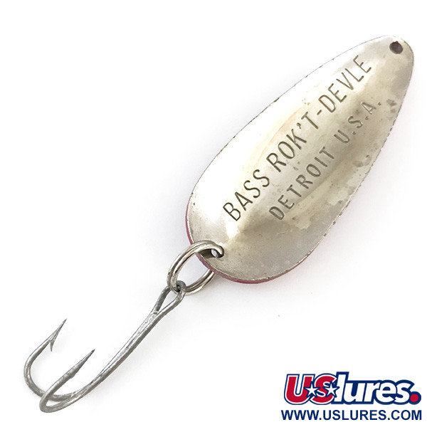 Vintage  Eppinger Dardevle Bass Rok'T-Devle, 2/3oz Red / White / Nickel fishing spoon #4929