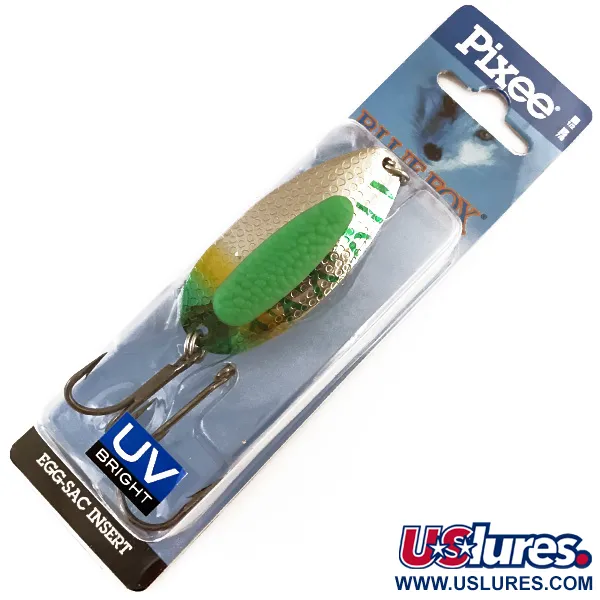   Blue Fox Pixee UV, 3/4oz Hammered Nickel / Green fishing spoon #4954