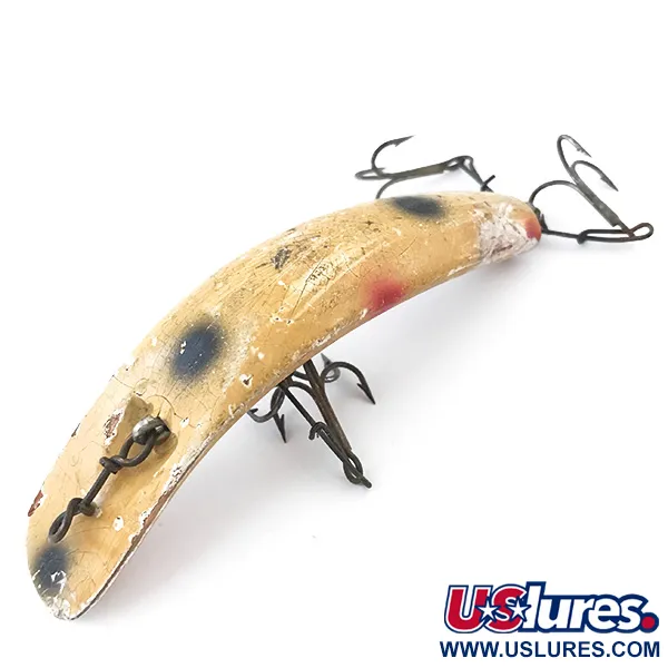 Vintage  Helin Tackle Helin Flatfish, 1/3oz Ivory / Red / Black fishing lure #5030