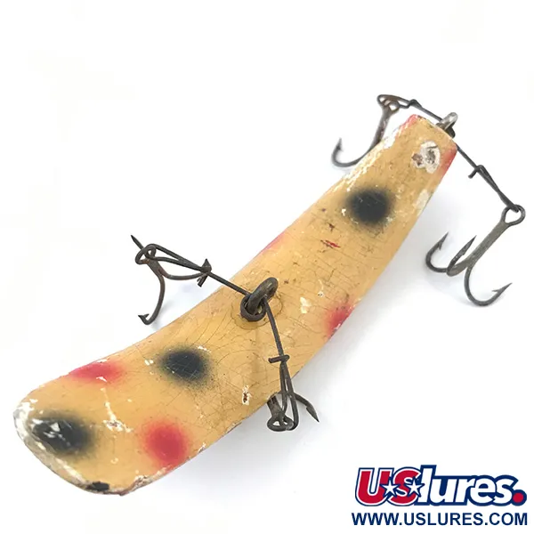 Vintage  Helin Tackle Helin Flatfish, 1/3oz Ivory / Red / Black fishing lure #5030