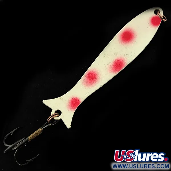 Vintage  Williams Mooselook wobbler, 3/16oz White / Red fishing spoon #5043