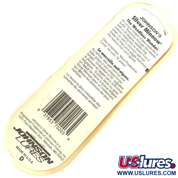   Weedless Johnson Silver Minnow, 1/2oz Gold fishing spoon #5046