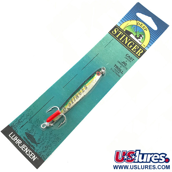  Luhr Jensen Deep Stinger UV, 3/4oz Hammered Silver / Green fishing spoon #5109