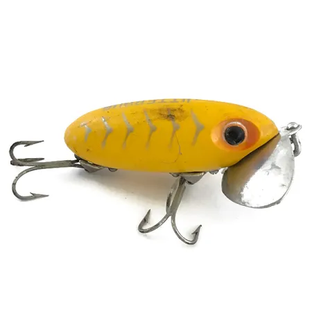 Vintage Fred Arbogast Jitterbug , 1/3oz Yellow fishing lure #5067