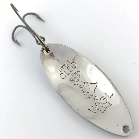 Vintage Seneca Little Cleo (Hula Girl), 2/3oz White / Blue / Nickel / Glitter fishing spoon #5073